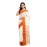 Tantuja Off-White and Rust Orange Garad Korial Silk Saree