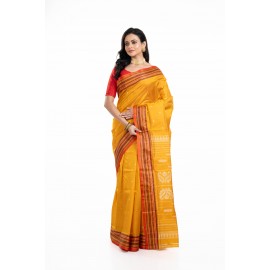 Tantuja Mustard Yellow Garad Jamdani Silk Saree