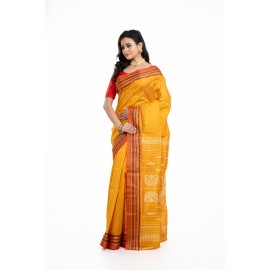 Tantuja Mustard Yellow Garad Jamdani Silk Saree