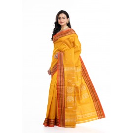 Tantuja Mustard Yellow Garad Jamdani Silk Saree