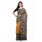 Tantuja Handloom Tassar Silk Hand Batik Print Saree (Mustard & Charcoal Charcoal)