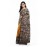 Tantuja Handloom Tassar Silk Hand Batik Print Saree (Mustard & Charcoal Charcoal)