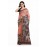 Tantuja Handloom Tassar Silk Hand Batik Print Saree (Peach & Dark Chocolate)