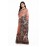 Tantuja Handloom Tassar Silk Hand Batik Print Saree (Peach & Dark Chocolate)