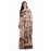 Tantuja Handloom Tassar Silk Hand Batik Print Saree (Beige & Coffee Brown "Tree of Life")
