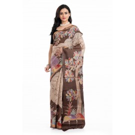  Tantuja Handloom Tassar Silk Hand Batik Print Sar..