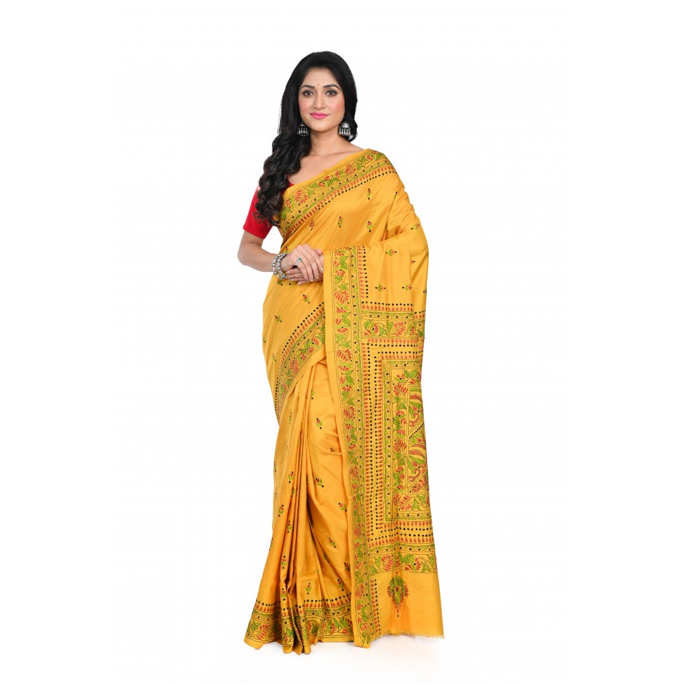 HANDWOVEN KANTHA STITCH SAREE