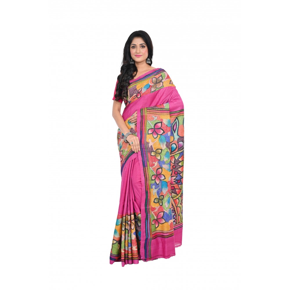 HANDWOVEN KANTHA STITCH SAREE