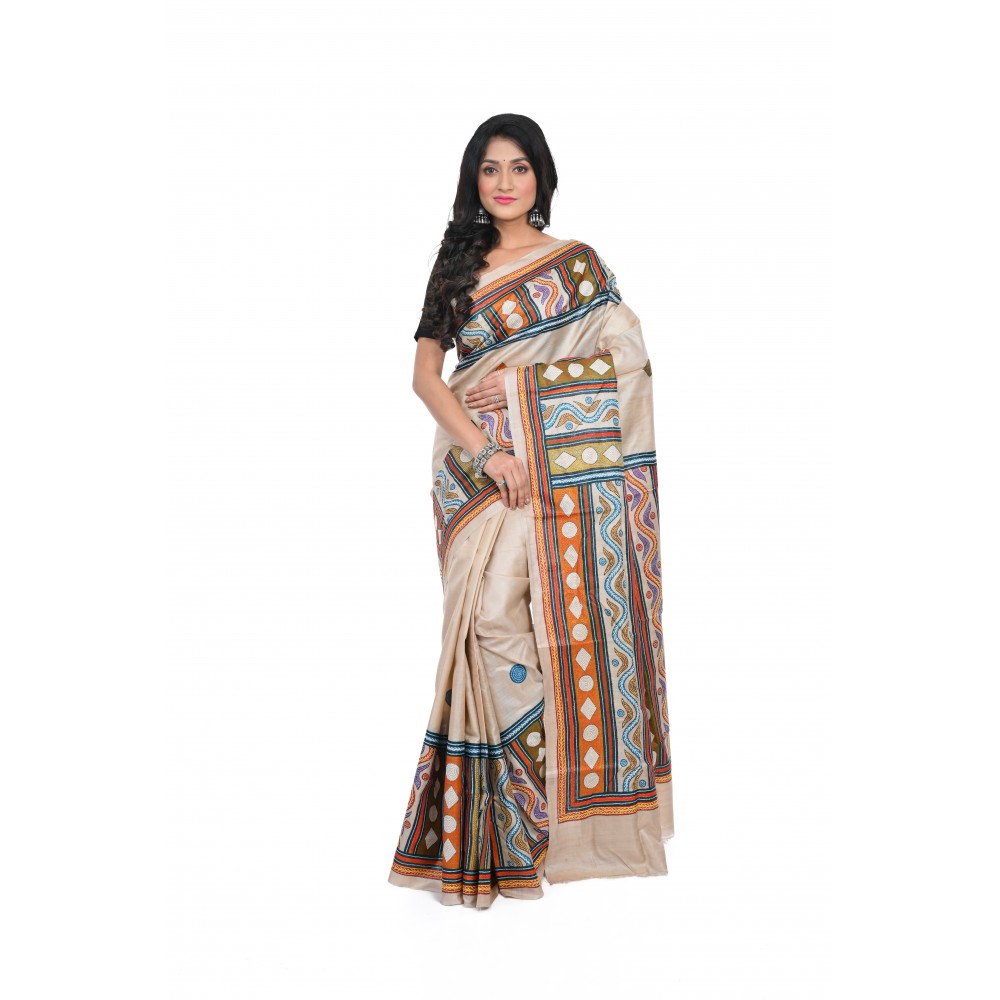 HANDWOVEN KANTHA STITCH SAREE