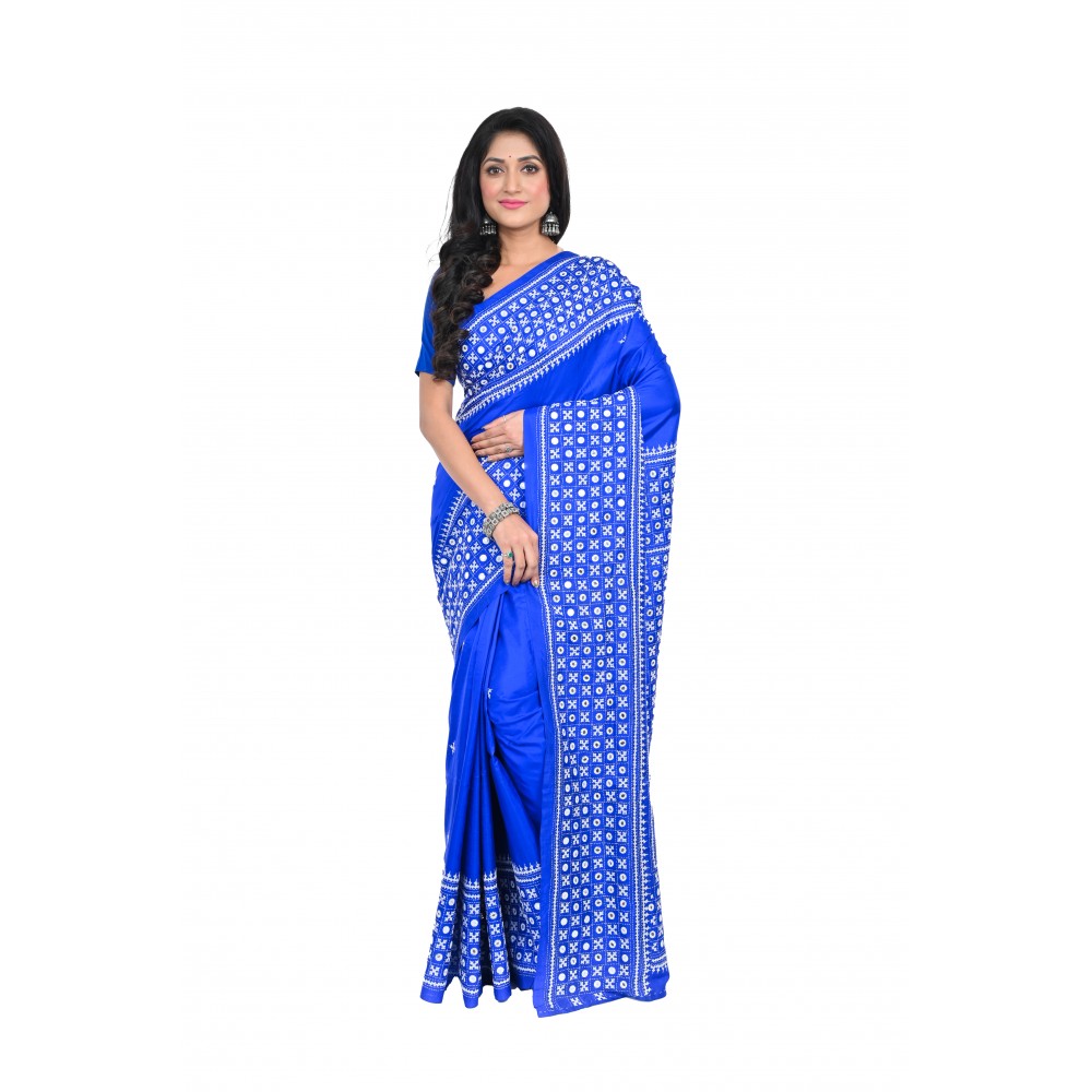 HANDWOVEN KANTHA STITCH SAREE