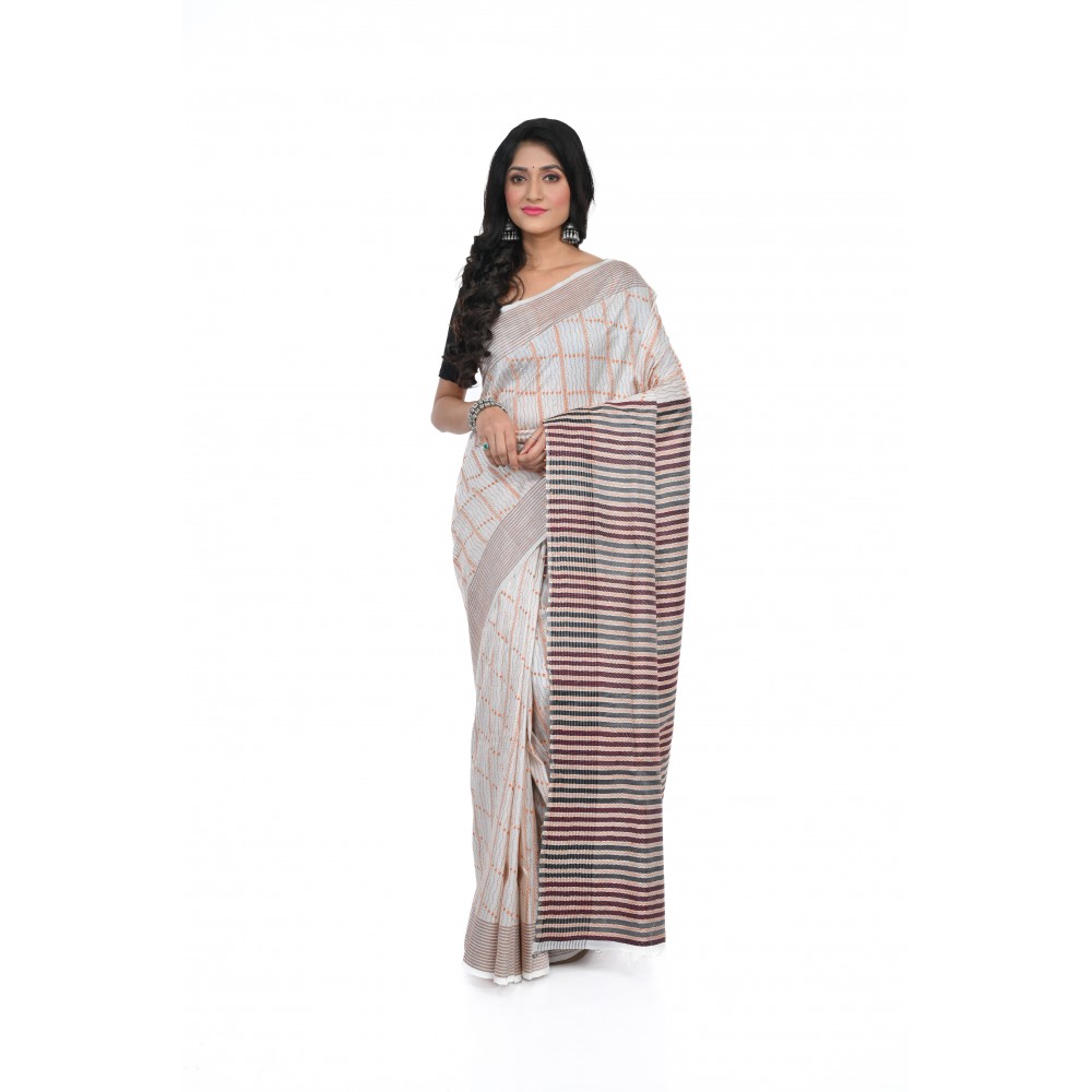 HANDWOVEN KANTHA STITCH SAREE