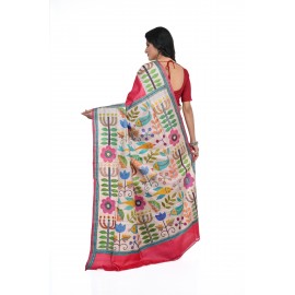 HANDWOVEN KANTHA STITCH SAREE