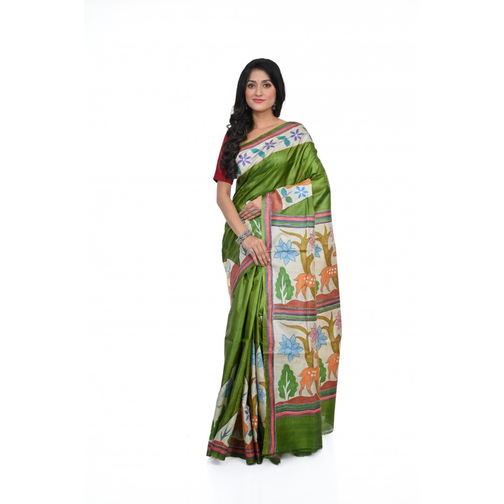 HANDWOVEN KANTHA STITCH SAREE