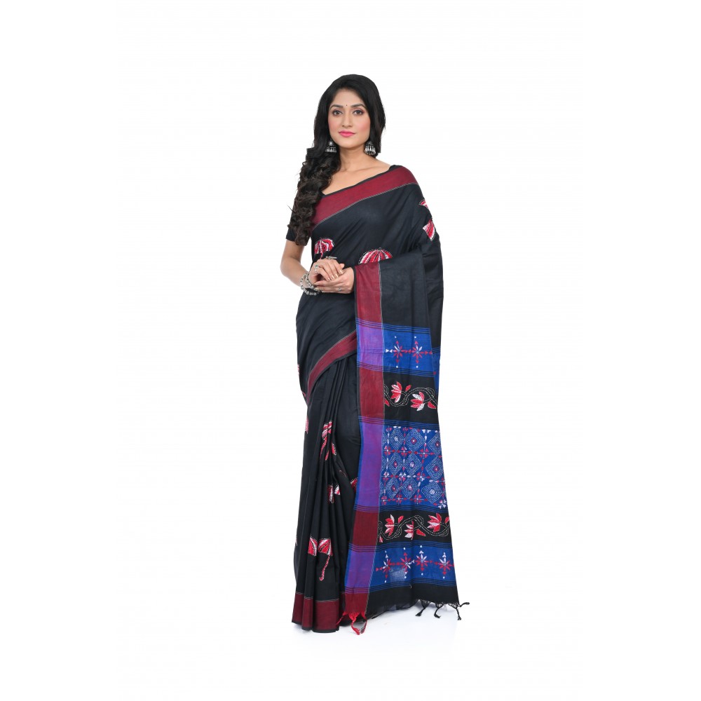 HANDWOVEN KANTHA STITCH SAREE
