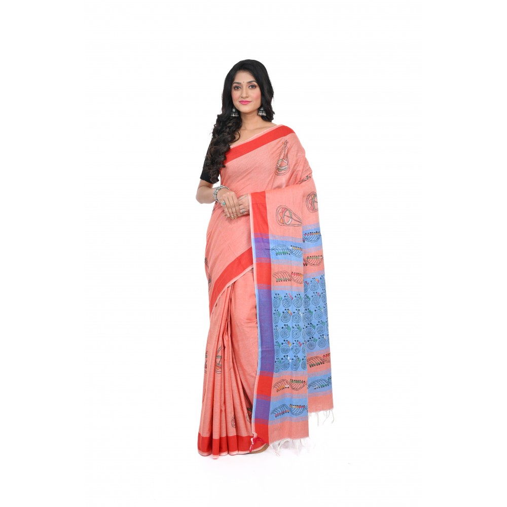 HANDWOVEN KANTHA STITCH SAREE
