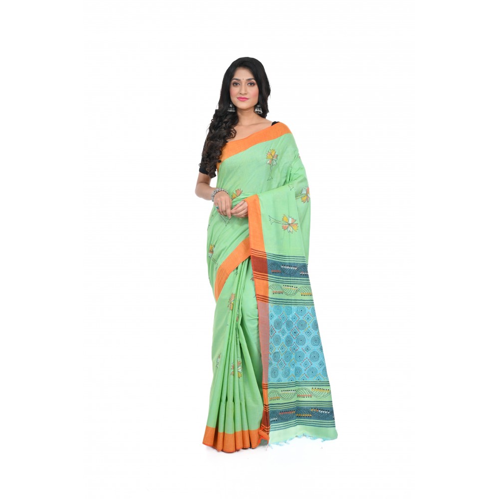 HANDWOVEN KANTHA STITCH SAREE